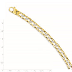 14k Two-tone 7.5mm Hand-polished Fancy Link 8.5 inch Bracelet