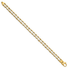 14k Two-tone 7.5mm Hand-polished Fancy Link 8.5 inch Bracelet