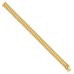 14k Polished and Satin 10mm Mens Fancy Link 8 inch Bracelet