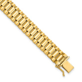 14k Polished and Satin 10mm Mens Fancy Link 8 inch Bracelet