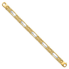 14k Two-tone Polished and Satin 10.2mm Multi Link with Bars 8.75 inch Mens Bracelet