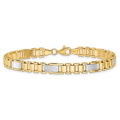 14k Two-tone Brushed and Polished 8.5mm Fancy Link 8 inch Bracelet