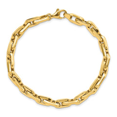 14K Polished 6.5mm Fancy Long Cable Link Mens 8.25 inch Bracelet