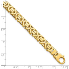 14k Polished 7mm Fancy Flat Byzantine Link 8.25 inch Bracelet