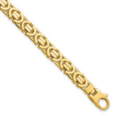 14k Polished 7mm Fancy Flat Byzantine Link 8.25 inch Bracelet