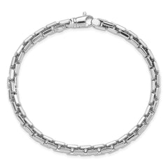 14k White Gold Polished 4.00mm Fancy Rounded Box Link 8.5 inch Bracelet