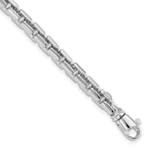 14k White Gold Polished 4.00mm Fancy Rounded Box Link 8.5 inch Bracelet