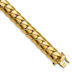 14K Polished 9.4mm Fancy Curb Link 9 inch Mens Bracelet