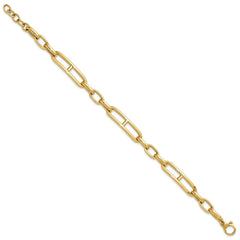 14K Polished 7.4mm Fancy Open Link Cable 8 inch Bracelet