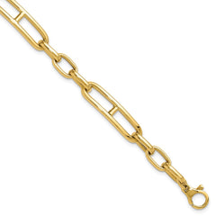 14K Polished 7.4mm Fancy Open Link Cable 8 inch Bracelet