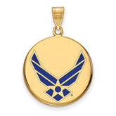 Sterling Silver Gold-plated LogoArt U.S. Air Force Large Enameled Disc Pendant