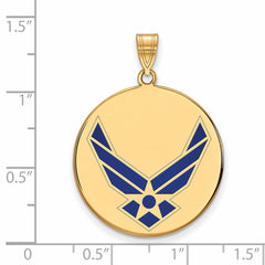 Sterling Silver Gold-plated LogoArt U.S. Air Force Extra Large Enameled Disc Pendant