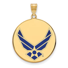 Sterling Silver Gold-plated LogoArt U.S. Air Force Extra Large Enameled Disc Pendant