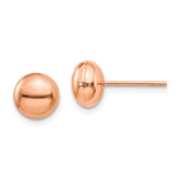 14k Rose Polished 8mm Button Post Earrings