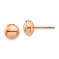 14k Rose Polished 8mm Button Post Earrings