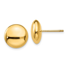 14k Polished 12mm Button Post Earrings