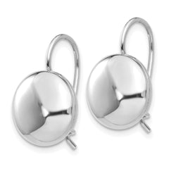 14k White Polished 12mm Button Kidney Wire Earrings
