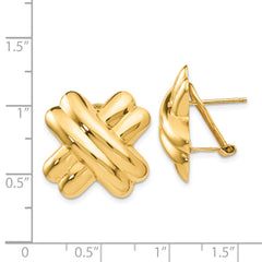 14k Polished X Omega Back Post Earrings - 6