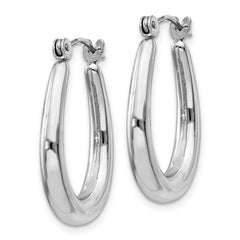 14k White Gold Polished Hoop Earrings - 2
