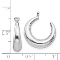 14k White Gold Polished Hoop Earring Jackets - 2