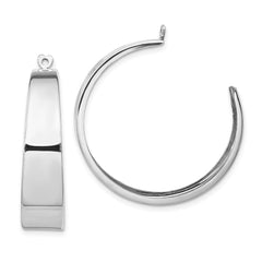 14k White Gold Polished Hoop Earring Jackets - 4