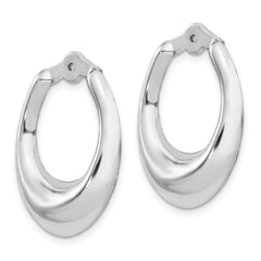 14k White Gold Polished Hoop Earring Jackets - 3