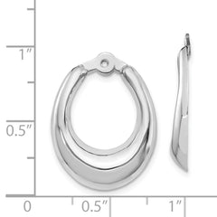 14k White Gold Polished Hoop Earring Jackets - 3