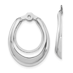 14k White Gold Polished Hoop Earring Jackets - 3
