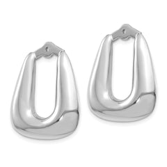 14k White Gold Polished Hoop Earring Jackets - 5