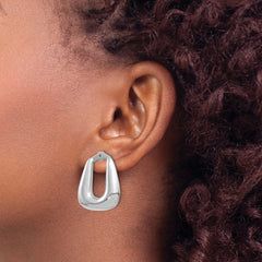 14k White Gold Polished Hoop Earring Jackets - 5