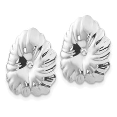 14k White Gold Floral Earring Jackets - 2