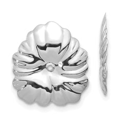 14k White Gold Floral Earring Jackets - 2