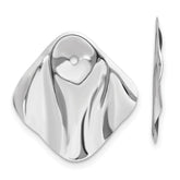 14k White Gold Polished Hammered Square Earring Jackets