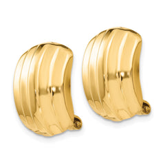 14k Polished Ribbed Non-pierced Omega Back Earrings