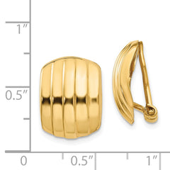 14k Polished Ribbed Non-pierced Omega Back Earrings