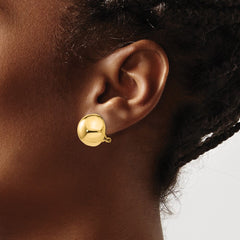 14k Omega Clip 16mm Half Ball Earrings