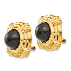 14k Omega Clip Onyx Non-pierced Earrings - 2