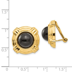 14k Omega Clip Onyx Non-pierced Earrings - 2