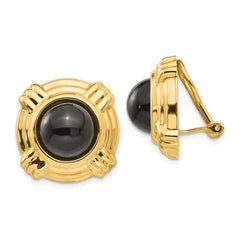 14k Omega Clip Onyx Non-pierced Earrings - 2