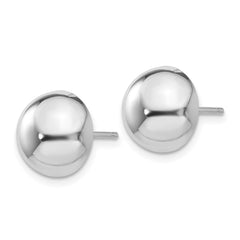 14k White Gold 10mm Half Ball Post Earrings