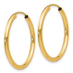 14k Polished Round Endless 2mm Hoop Earrings - 10