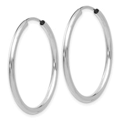 14k White Gold Polished Endless 2mm Hoop Earrings - 3