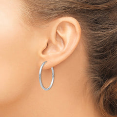 14k White Gold Polished Endless 2mm Hoop Earrings - 3