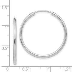 14k White Gold Polished Endless 2mm Hoop Earrings - 3