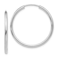 14k White Gold Polished Endless 2mm Hoop Earrings - 3