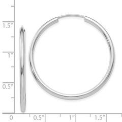 14k White Gold Polished Endless 2mm Hoop Earrings - 2