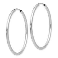 14k White Gold Polished Endless 2mm Hoop Earrings - 4