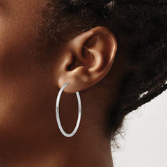 14k White Gold Polished Endless 2mm Hoop Earrings - 4