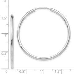14k White Gold Polished Endless 2mm Hoop Earrings - 4