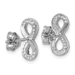 Sterling Silver Rhodium-Plated Polished Blue Crystal Eternity Post Earrings